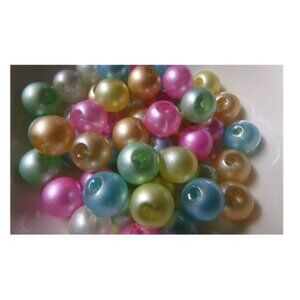Mixed Opaque Glitterized Glass Beads 10mm